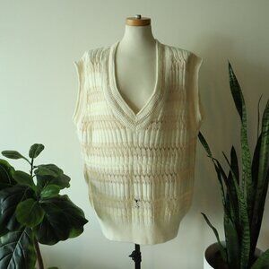 NWT ZARA Beige COMBINED POINTELLE VEST V-Neck Sleeveless Knit Size Medium